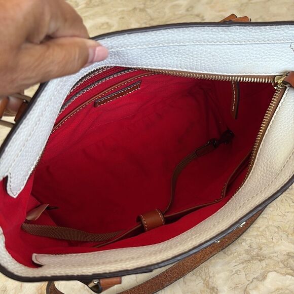 Dooney & Bourke Lexington WhitePebble Grain Leather Shoulder Tote Bag - Picture 13 of 16